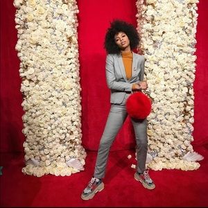 Red Mini Bag + Red faux fur scarf